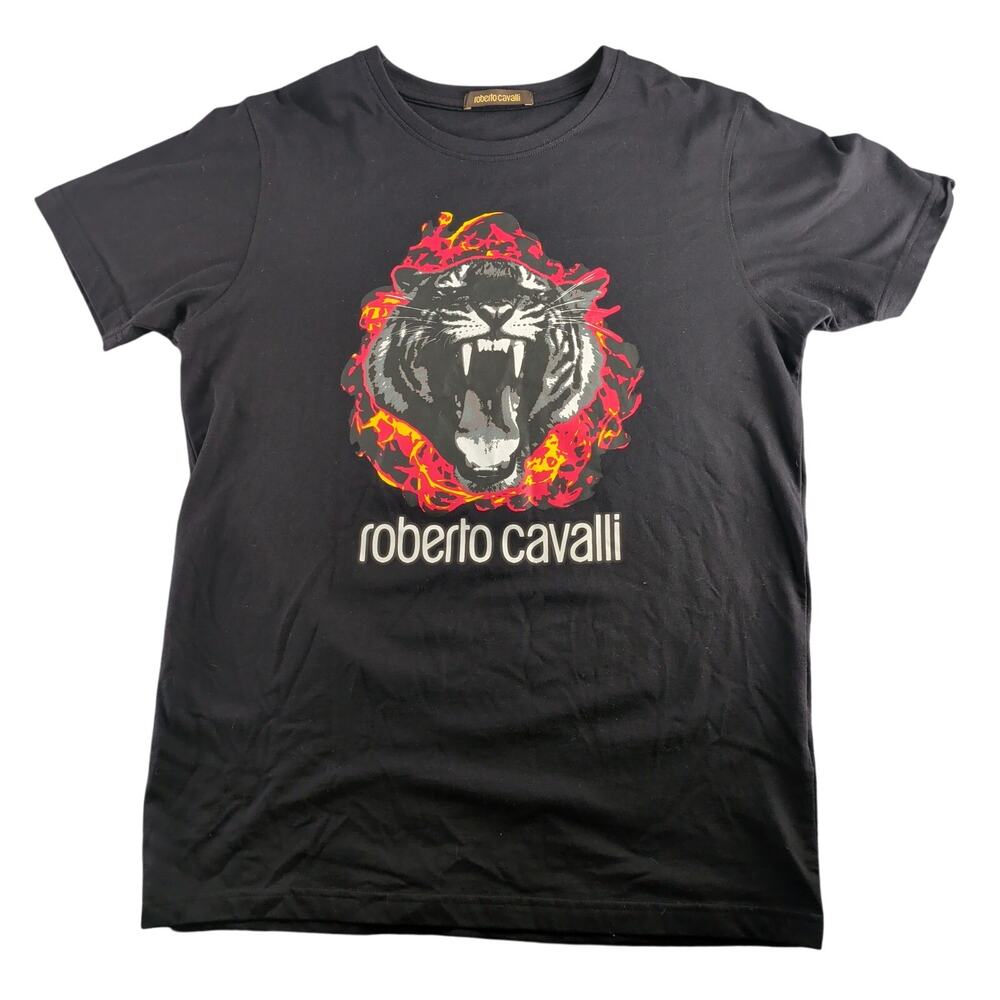 Roberto Cavalli Fire Tiger Short Sleeve T Shirt Men's Large Streetwear